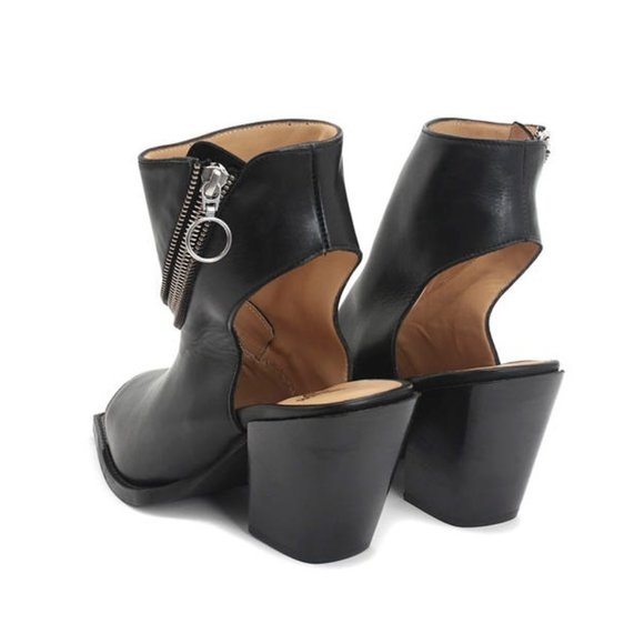 John Fluevog NYC City Spiral Open Toe Zip-Up Bootie / Size 6 / Black - Picture 2 of 12